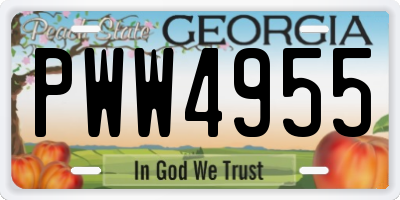 GA license plate PWW4955