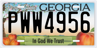 GA license plate PWW4956