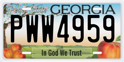 GA license plate PWW4959