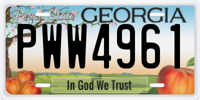GA license plate PWW4961