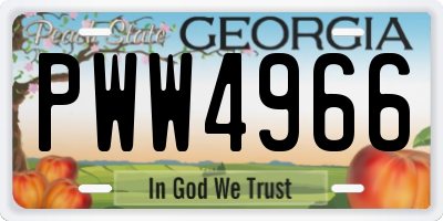 GA license plate PWW4966