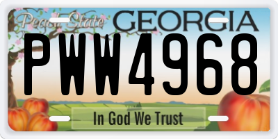 GA license plate PWW4968