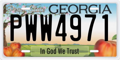 GA license plate PWW4971