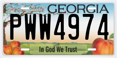 GA license plate PWW4974