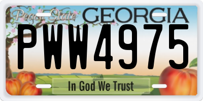 GA license plate PWW4975