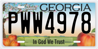 GA license plate PWW4978