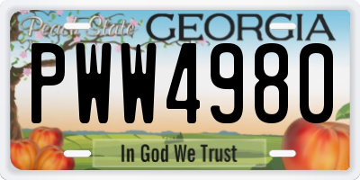 GA license plate PWW4980