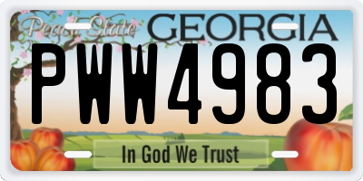 GA license plate PWW4983