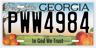 GA license plate PWW4984