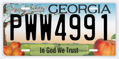 GA license plate PWW4991