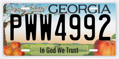 GA license plate PWW4992