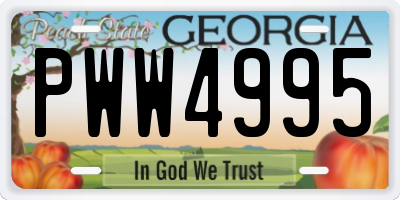GA license plate PWW4995