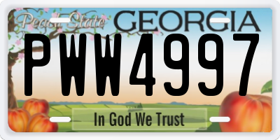 GA license plate PWW4997