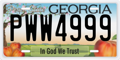 GA license plate PWW4999