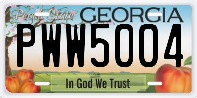 GA license plate PWW5004