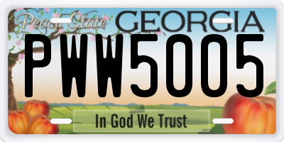 GA license plate PWW5005