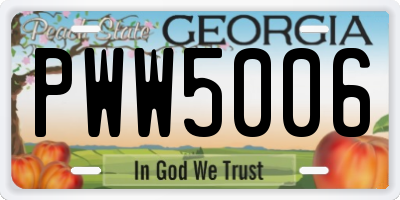 GA license plate PWW5006