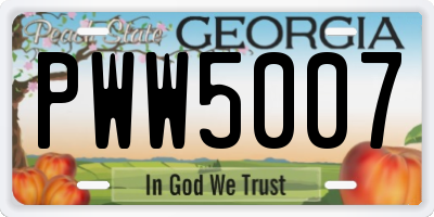GA license plate PWW5007