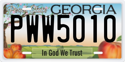 GA license plate PWW5010