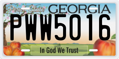 GA license plate PWW5016