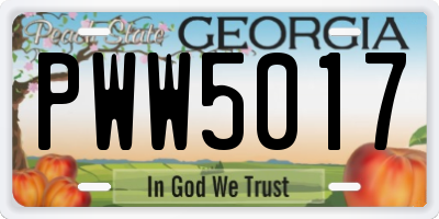 GA license plate PWW5017