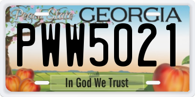 GA license plate PWW5021