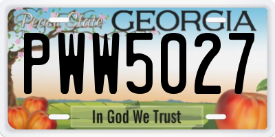 GA license plate PWW5027