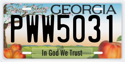 GA license plate PWW5031
