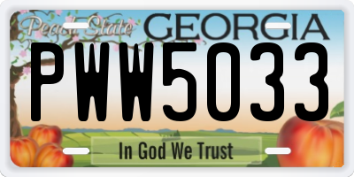 GA license plate PWW5033