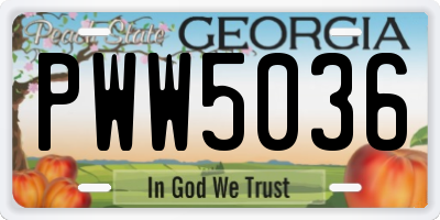 GA license plate PWW5036