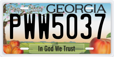 GA license plate PWW5037