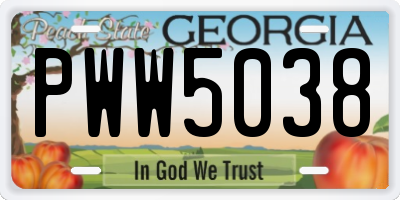 GA license plate PWW5038