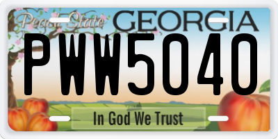 GA license plate PWW5040