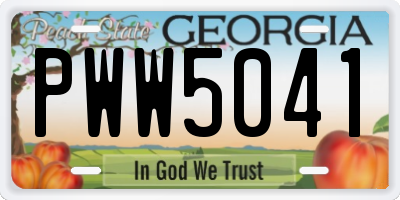 GA license plate PWW5041