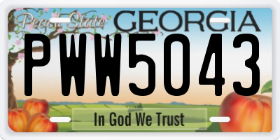 GA license plate PWW5043
