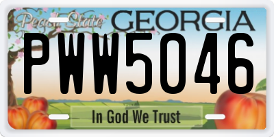 GA license plate PWW5046
