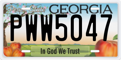 GA license plate PWW5047