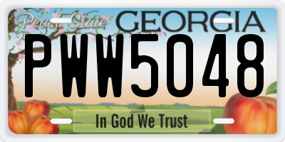 GA license plate PWW5048