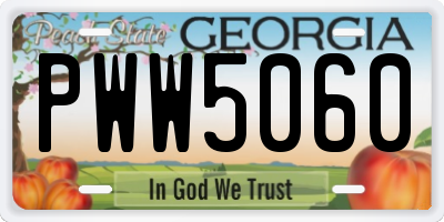 GA license plate PWW5060