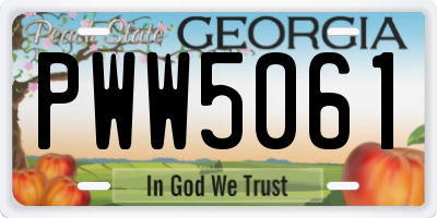 GA license plate PWW5061