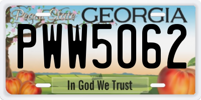 GA license plate PWW5062