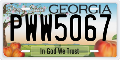 GA license plate PWW5067