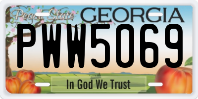 GA license plate PWW5069