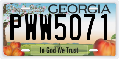 GA license plate PWW5071