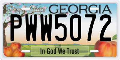 GA license plate PWW5072