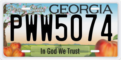 GA license plate PWW5074