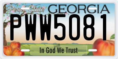GA license plate PWW5081