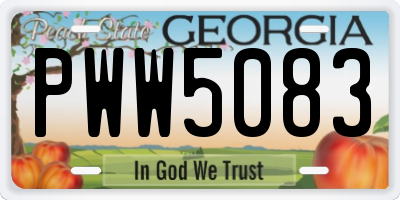 GA license plate PWW5083