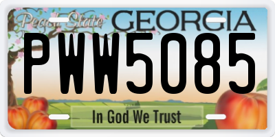 GA license plate PWW5085
