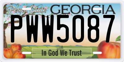 GA license plate PWW5087